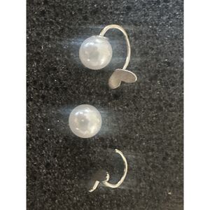 925 Sterling Silver Pearl Double Sided Delicate Earrings